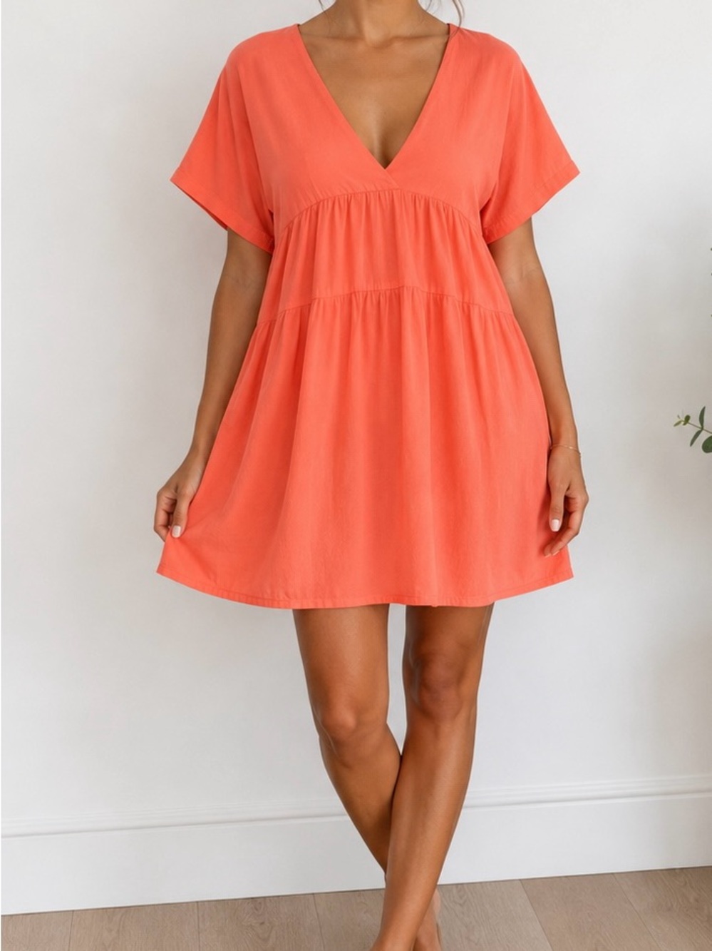 Joseph A. Coral Rayon Babydoll Mini Dress Tie Back XL